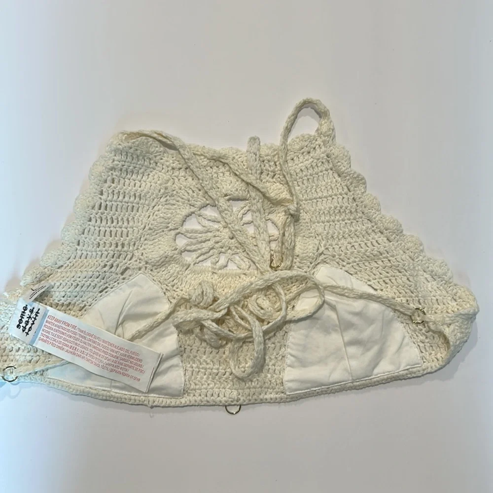 Some Days Lovin- cream crochet bikini swim top size large